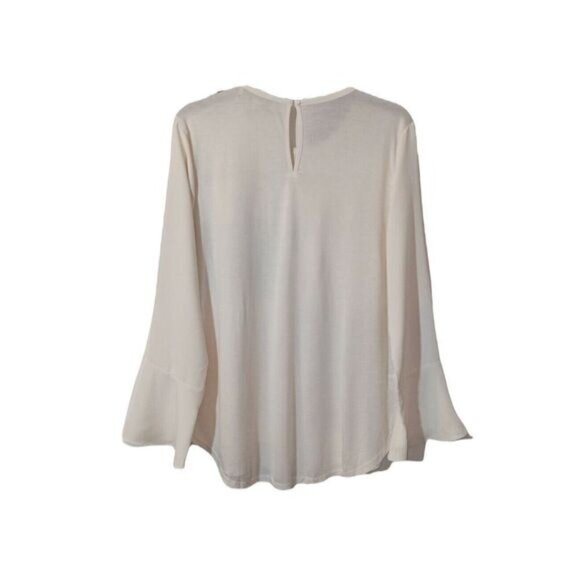 NEW Loft Women Ivory Ruffle Bell Sleeve Blouse Small - Picture 3 of 9
